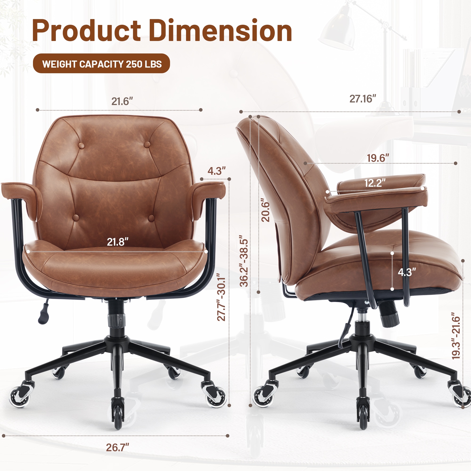 Retro Home Office Leather Chair With Ergonomic Lumbar Support_voghion.com